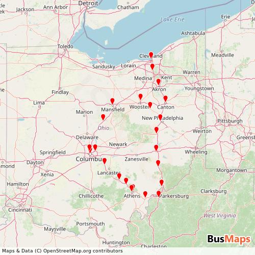 Transit Data for United States by Miller Transportation with Stops on Map