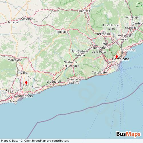 Transit Data for Spain by Iryo with Stops on Map