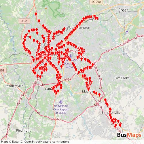 Transit Data for United States by Greenlink with Stops on Map