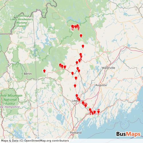 Transit Data for United States by Wmts with Stops on Map
