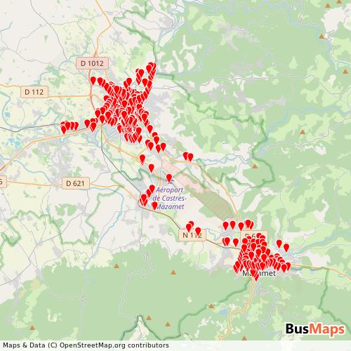 Transit Data for France by Transports publics Libellus with Stops on Map