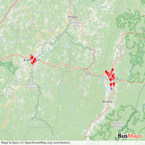 Transit Data for United States by Country Roads Transit with Stops on Map