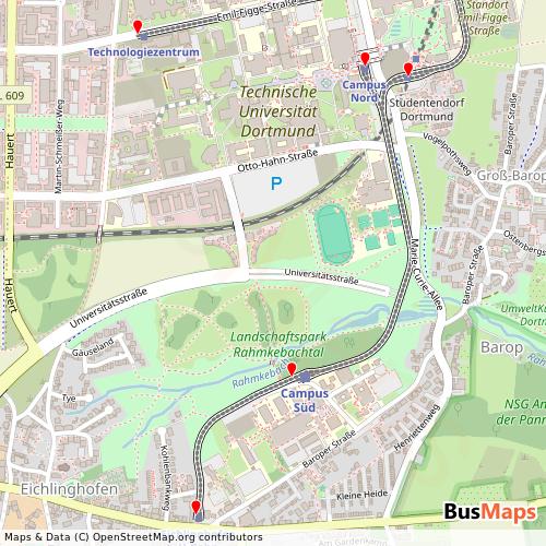 Transit Data for Germany by Dortmunder Stadtwerke Hochbahn with Stops on Map