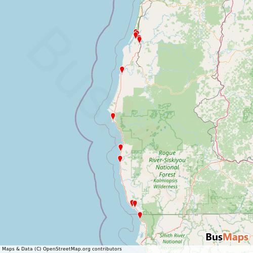 Transit Data for United States by Curry Public Transit with Stops on Map