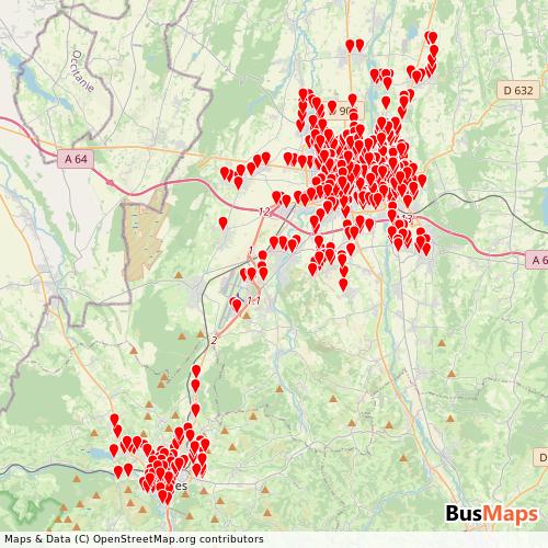 Transit Data for France by Keolis with Stops on Map