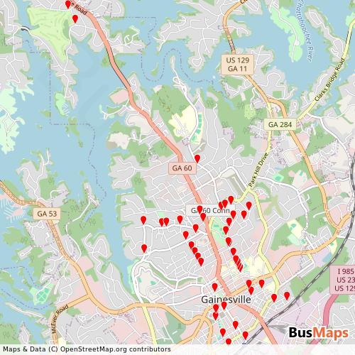 Transit Data for United States by Hall Area Transit with Stops on Map