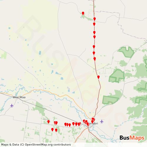Transit Data for Australia by Duncans Bus Services Pty Ltd with Stops on Map