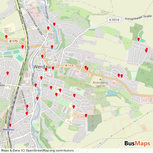 Transit Data for Germany by SV Wendler Bus with Stops on Map