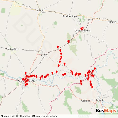 Transit Data for Australia by Makeham's Coaches with Stops on Map