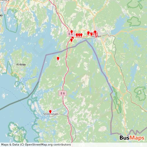Transit Data for Norway by Västtrafik Ab with Stops on Map