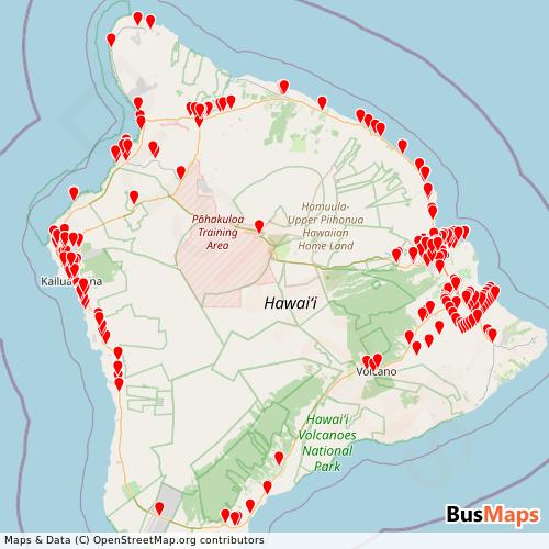 Transit Data for United States by Hele-ON Bus with Stops on Map