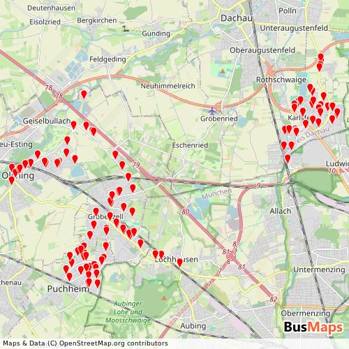 Transit Data for Germany by Griensteidl with Stops on Map