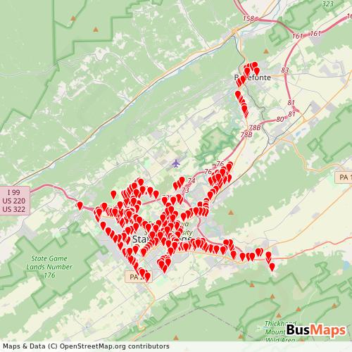 Transit Data for United States by Cata with Stops on Map