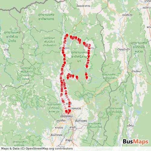 Transit Data for Thailand by Prempracha Transport Co.,Ltd with Stops on Map