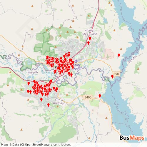 Transit Data for Australia by Dysons Buslines with Stops on Map