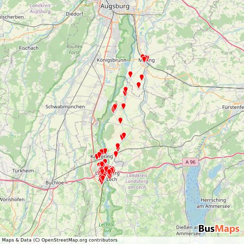 Transit Data for Germany by Waibel Bus Gmbh with Stops on Map
