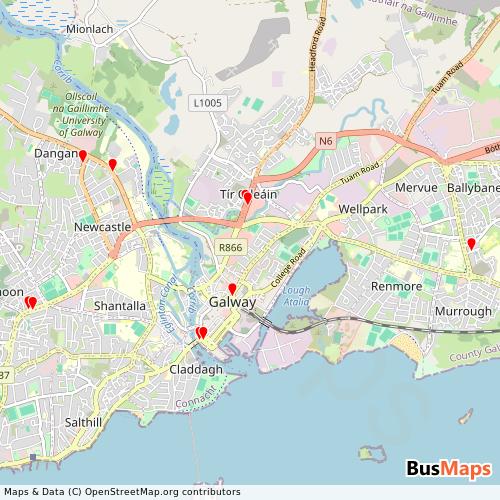 Transit Data for Ireland by MCD Minibus Hire with Stops on Map