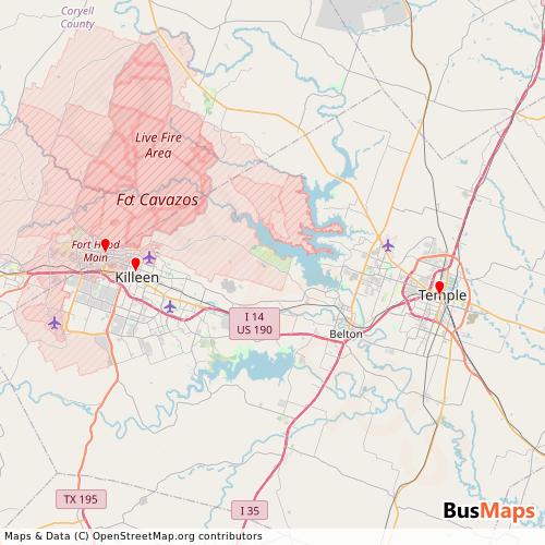 Transit Data for United States by Arrow Trailways with Stops on Map