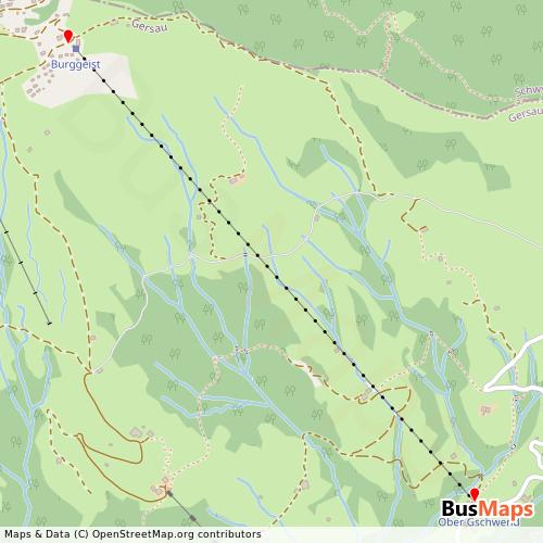 Transit Data for Switzerland by Luftseilbahn Obergschwend-Rigi-Burggeist Ag with Stops on Map