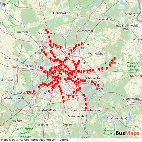Transit Data for Germany by S-Bahn Berlin Gmbh with Stops on Map