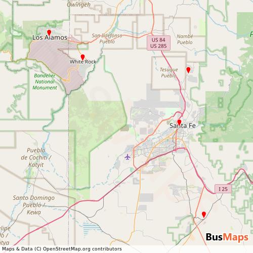 Transit Data for United States by Roadrunner Shuttle with Stops on Map