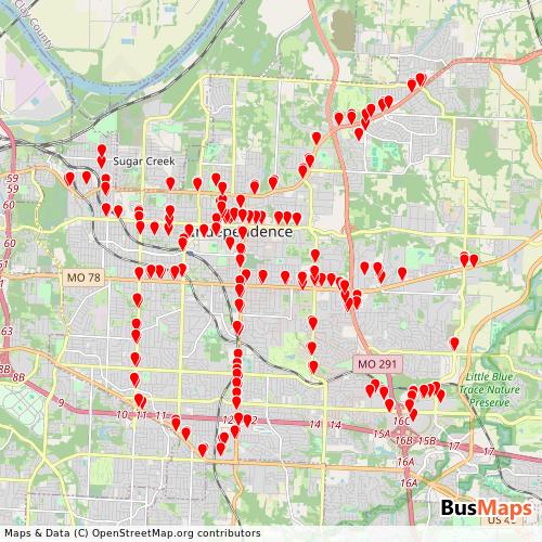 Transit Data for United States by Indebus with Stops on Map