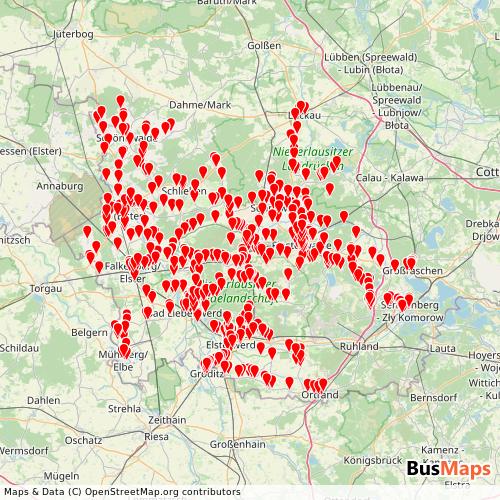 Transit Data for Germany by Vmee with Stops on Map