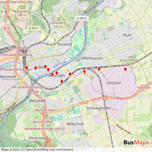 Transit Data for Germany by Pfiffibus with Stops on Map