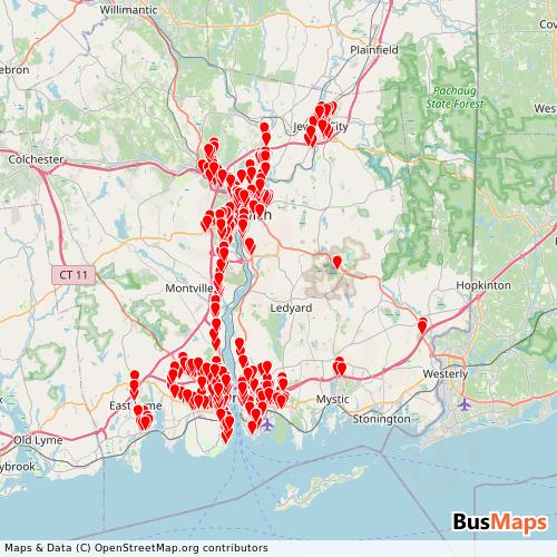 Transit Data for United States by Southeast Area Transit District with Stops on Map