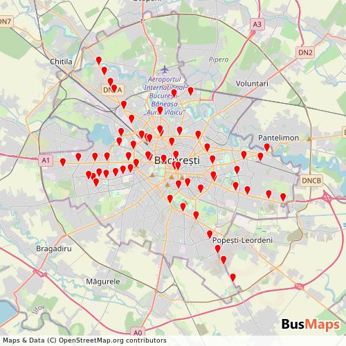 Transit Data for Romania by Metrorex Sa with Stops on Map