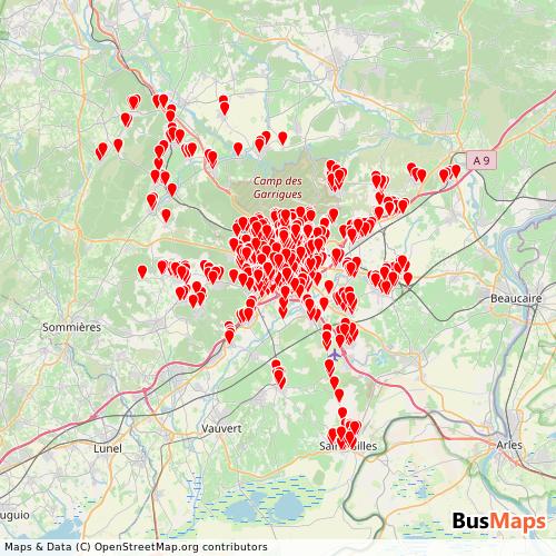Transit Data for France by Tango with Stops on Map
