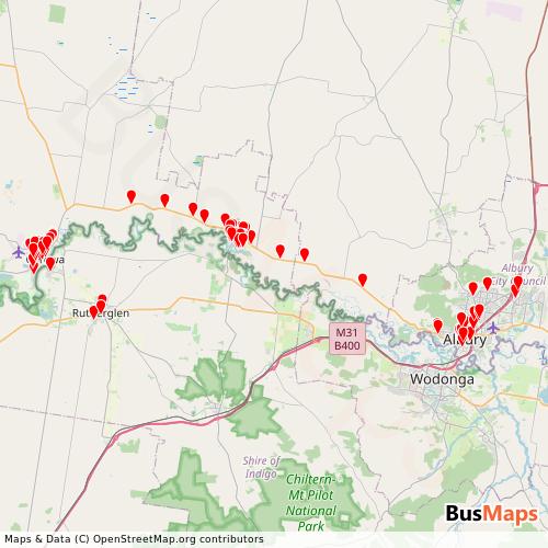 Transit Data for Australia by Cann's Bus Management with Stops on Map