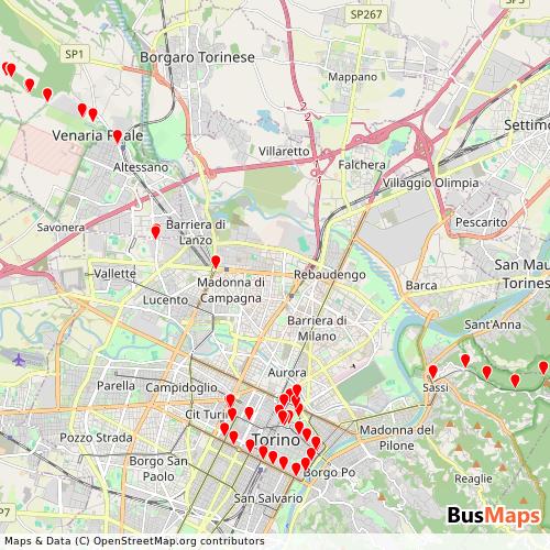 Transit Data for Italy by GTT Servizi Turistici with Stops on Map