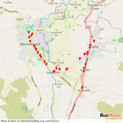 Transit Data for United Kingdom by C & S Coaches with Stops on Map