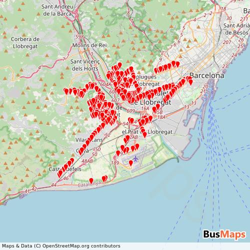 Transit Data for Spain by Monbus i Julià with Stops on Map