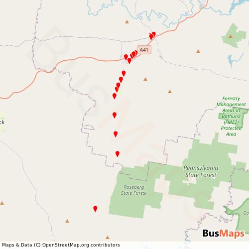Transit Data for Australia by Garland Bus Committee Inc with Stops on Map