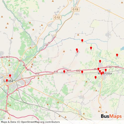 Transit Data for Spain by Autocars Salvia Sl with Stops on Map