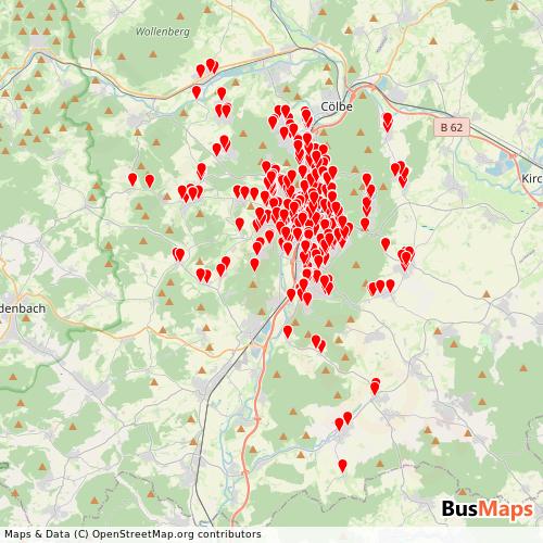 Transit Data for Germany by SW MR - Microbus (Neu) with Stops on Map