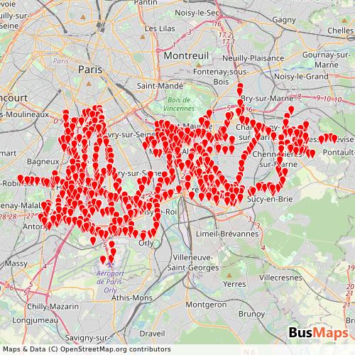 Transit Data for France by Pompadour with Stops on Map