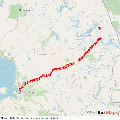 Transit Data for Finland by Ruka Charter Oy with Stops on Map