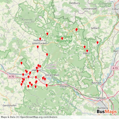Transit Data for Germany by Vgn with Stops on Map