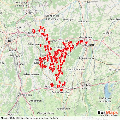 Transit Data for Germany by BBS Brandner (Vmk) with Stops on Map