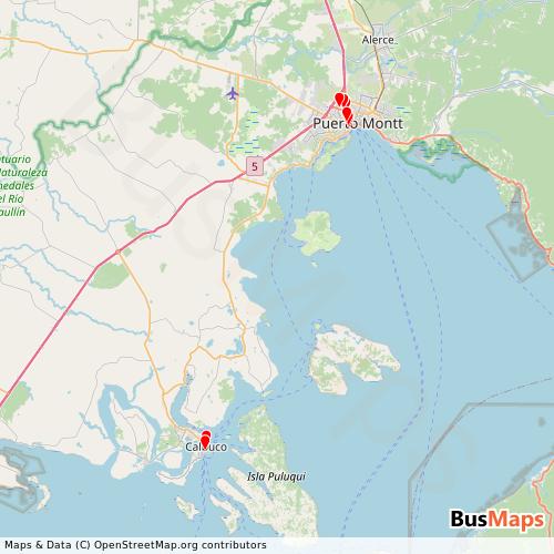 Transit Data for Chile by Buses Calbuco with Stops on Map