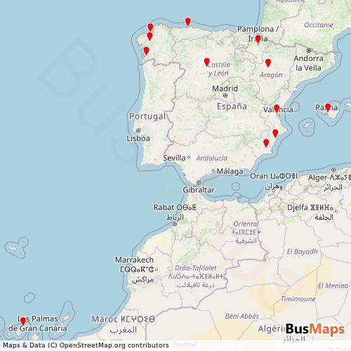 Transit Data for Spain by Smartwings Airlines with Stops on Map