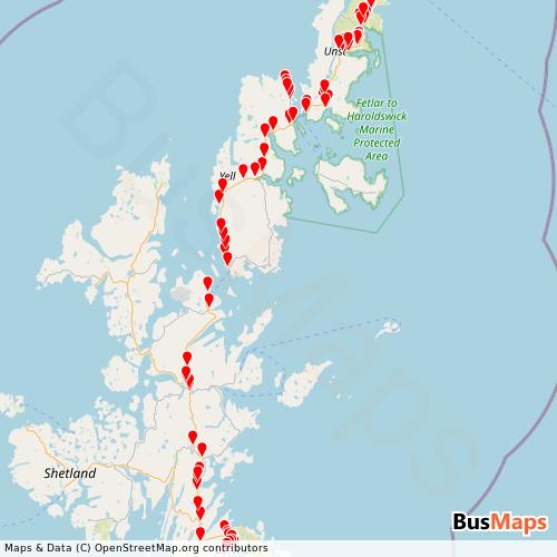 Transit Data for United Kingdom by R G Jamieson & Son with Stops on Map