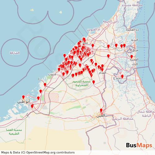 Transit Data for United Arab Emirates by Road and Transport Authority (Rta) with Stops on Map