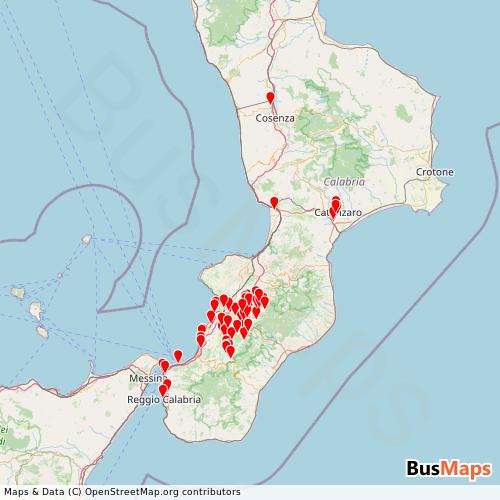 Transit Data for Italy by Lirosi Autoservizi S.R.L. with Stops on Map