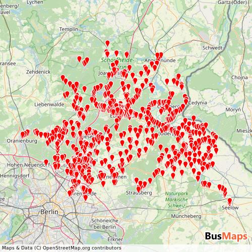 Transit Data for Germany by Barnimer Busgesellschaft mbh with Stops on Map