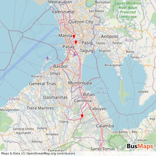 Transit Data for Philippines by TAS Trans Corporation with Stops on Map
