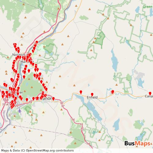 Transit Data for United States by Advance Transit with Stops on Map